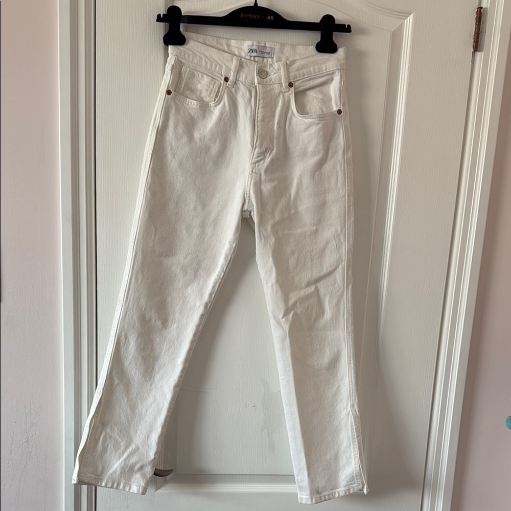 White Straight-Leg Jeans Zara size 4